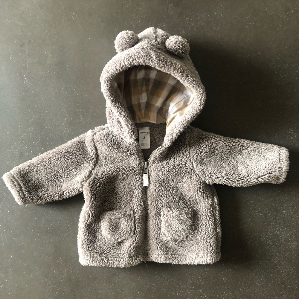 Carter’s Sherpa Hooded Baby Jacket - 3 months - Picture 1 of 5
